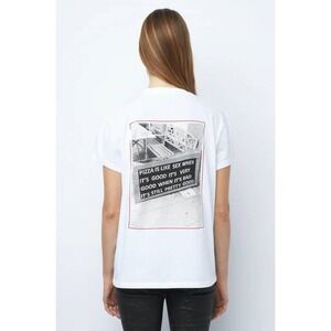NWT Zadig & Voltaire Zoe Photoprint Pizza T-shirt Womens White Small
